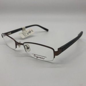 Tigress TGS112 Eyeglass Frame Women Spring Half Semi Rim Brown Animal 54-17-140